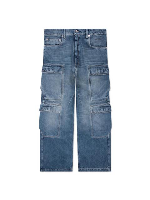 Rick Owens DRKSHDW DOUBLE CARGO DENIM JEANS - WASHED INDIGO