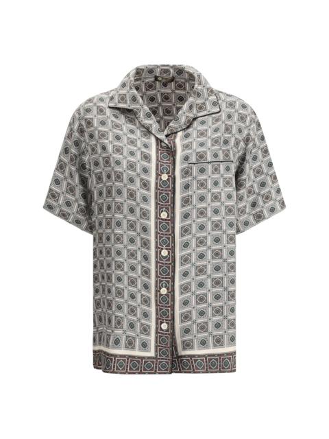 Loro Piana Loro Piana Silk Shirt Ivory Green Red