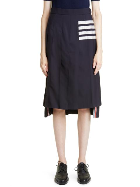 Thom Browne Drop Back Pleated Wool Skirt