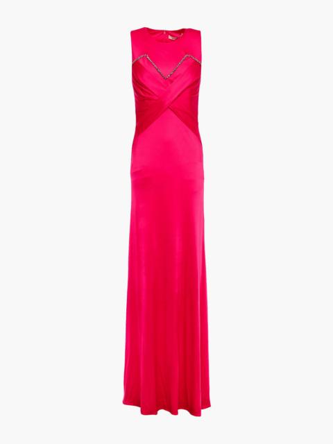 Roberto Cavalli Gathered crystal-embellished jersey gown
