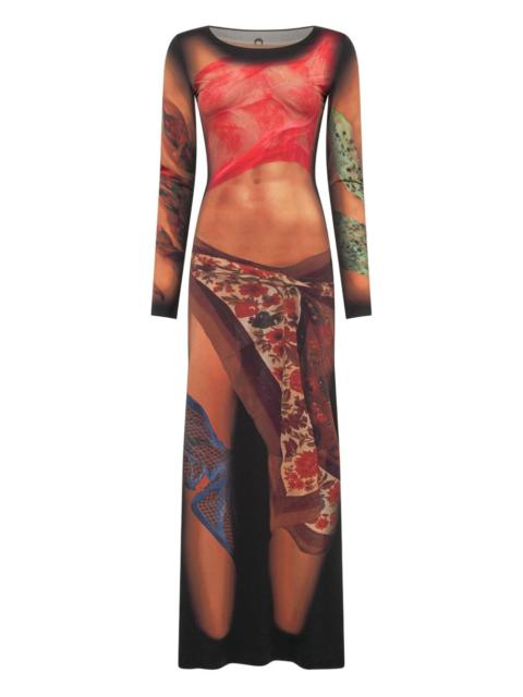 MARINE SERRE Draped Statue long dress