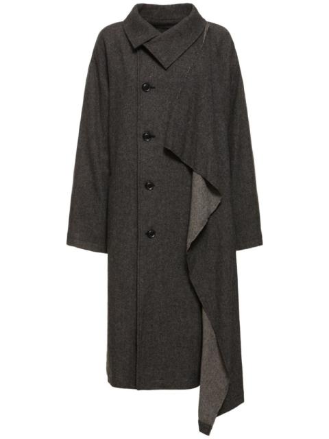 Asymmetric long flannel coat