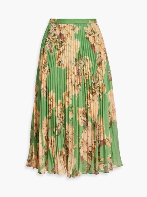 Other Designers Pleated floral-print chiffon skirt