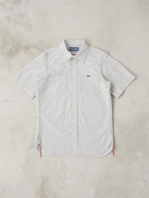 Iron Heart 420-HIC - Short Sleeved Work Shirt - 5oz Selvedge Oxford Cloth Hickory Stripe