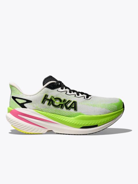 HOKA Women's Mach X 3 Shoes in White/Neon Lime