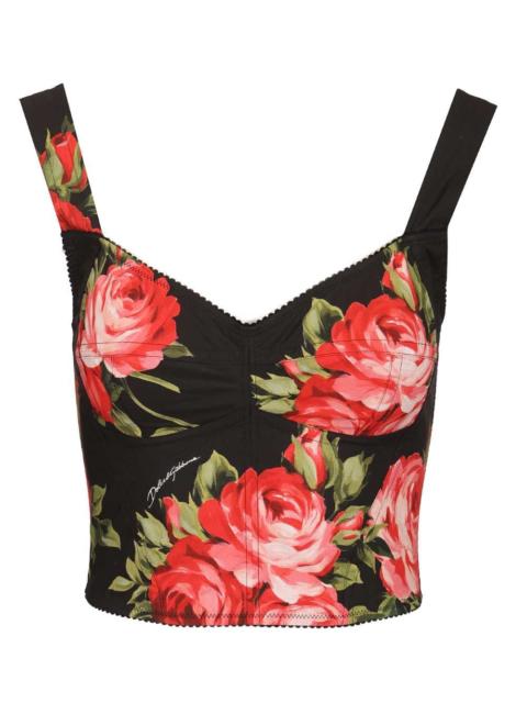 Dolce & Gabbana Dolce & Gabbana Women Rose Bouquet Print Bustier Top