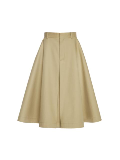 Bottega Veneta Fine Compact Cotton-Twill A-Line Skirt neutral