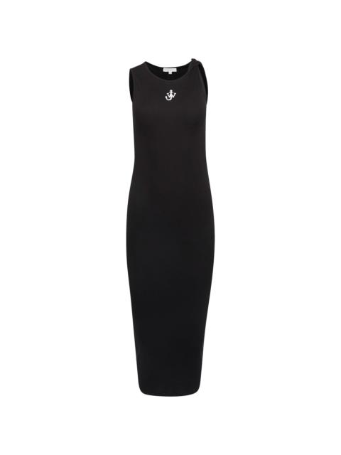 JW Anderson ANCHOR EMBROIDERY TWISTED STRAP DRESS - BLACK