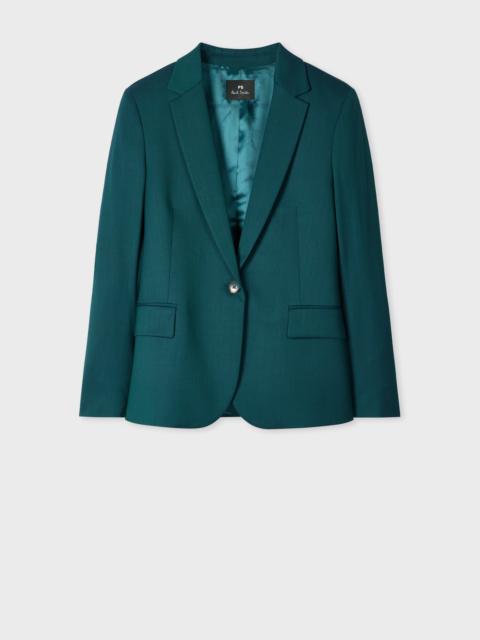 Paul Smith Women's Petrol Green Slim-Fit Wool-Blend Blazer