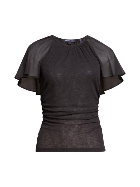 VERONICA BEARD Veronica Beard Arisa Mixed Media Top in Black at Nordstrom