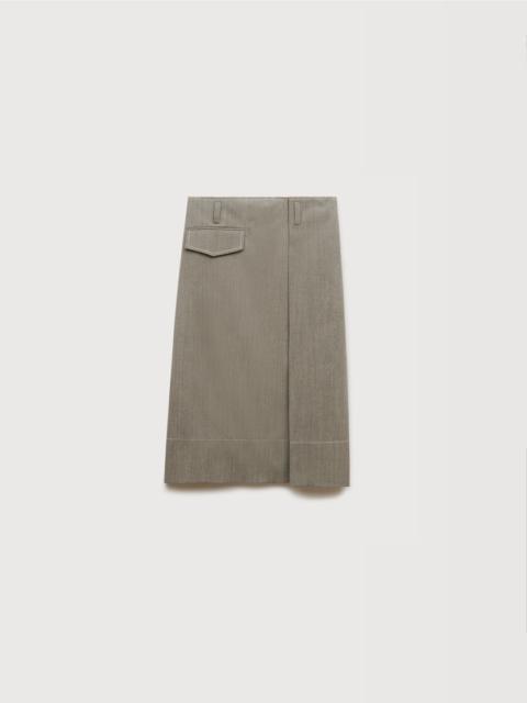 Marni GRAY WOOL MIDI SKIRT WITH POCKET