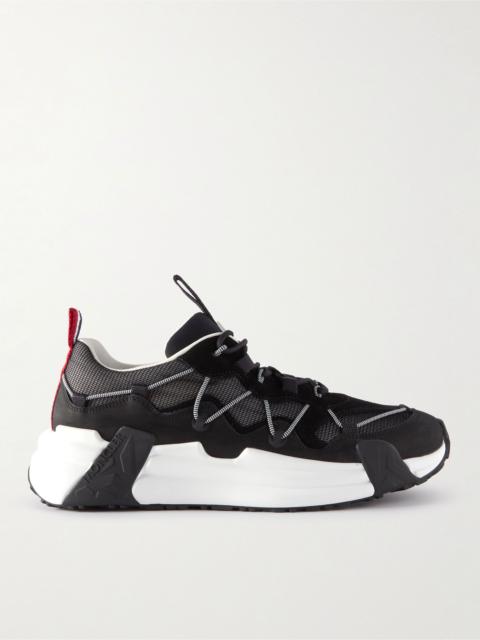 Moncler Compassor Mesh-Trimmed Nubuck and Suede Sneakers Black