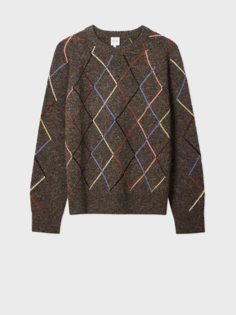 Paul Smith Brown Flecked Wool-Blend Argyle Sweater