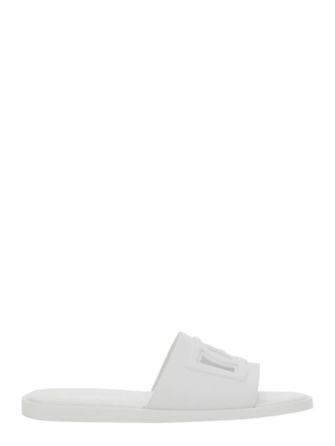 Dolce & Gabbana Dolce & Gabbana Men White Rubber Logo Detail Slip-On Sandals For Men