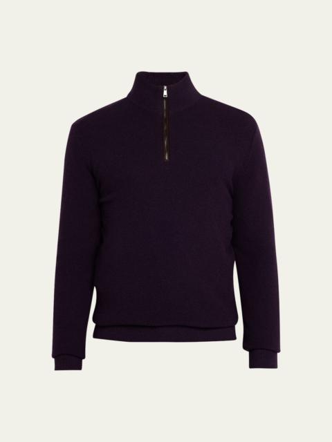 Men's Cashmere Birdseye Quarter-Zip Sweater