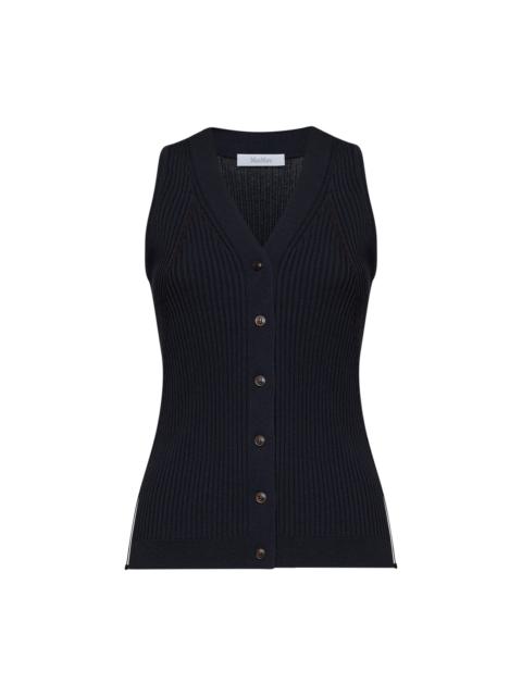 Max Mara Max Mara Women Navy Blue Ribbed Knit Mxmfiorire Vest