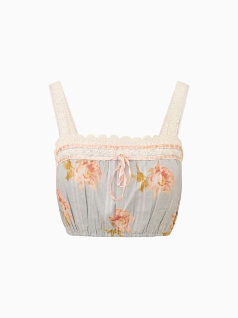 LoveShackFancy Broca Cotton Peony Print Crop Top