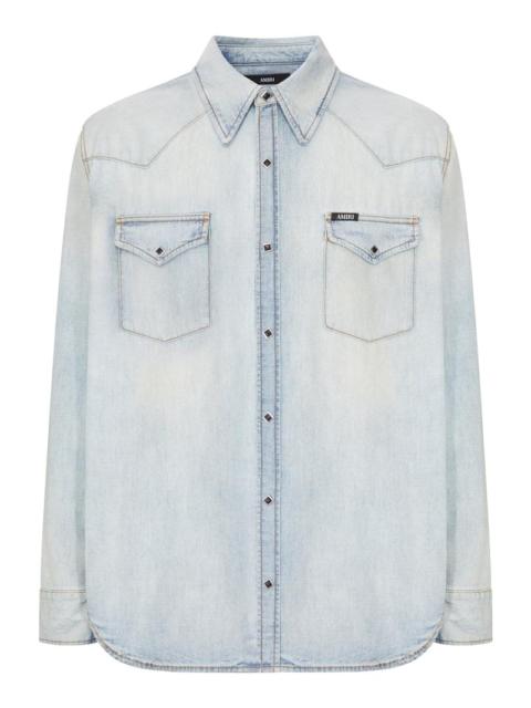 AMIRI Amiri Men Washed Denim Western Shirt With Metal Buttons