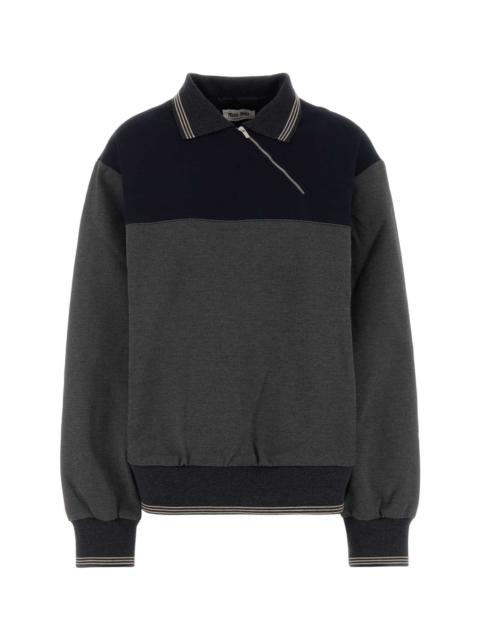 Miu Miu Two-tone Stretch Viscose Blend Oversize Polo Shirt