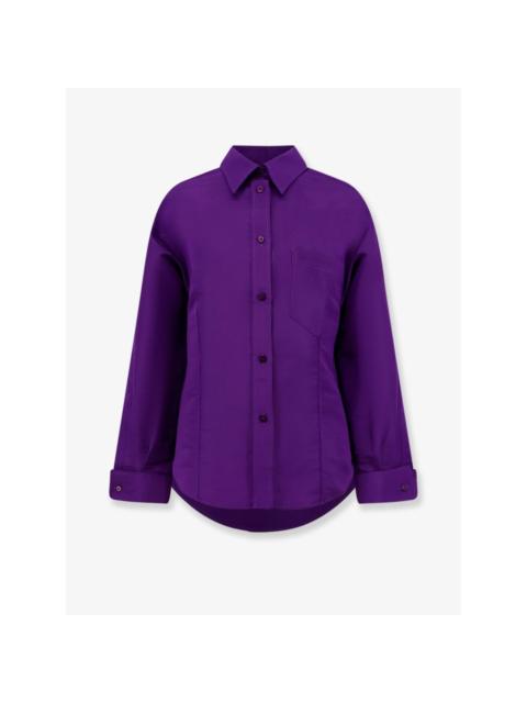 BALENCIAGA BALENCIAGA Purple Silk Shantung Shirt New & Authentic (Women