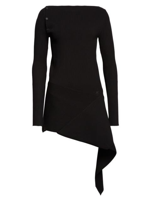 courrèges Courrèges Fold Long Sleeve Rib Sweater Dress in Black at Nordstrom