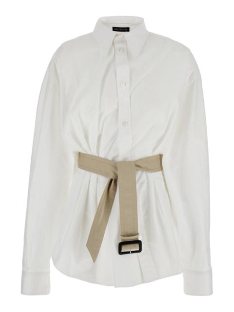 BALENCIAGA Balenciaga Women White Shirt With Pointed Collar And Adjustable Belt In Cotton Woman