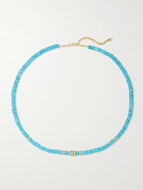 SYDNEY EVAN Lucky Icon 14-karat Gold, Turquoise And Diamond Necklace