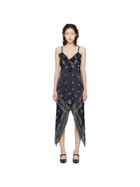 ANNA SUI Black Handkerchief Midi Dress