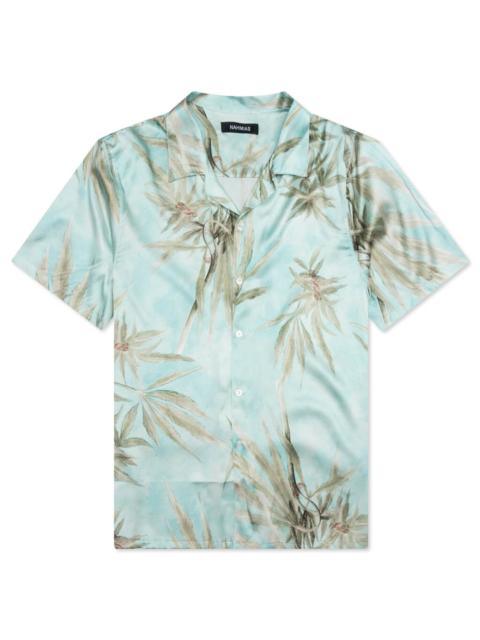 NAHMIAS HEMP LEAVES SILK S/S BUTTON DOWN - HEMP PRINT