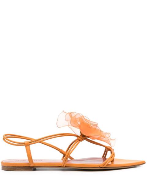 faux-flower leather sandals