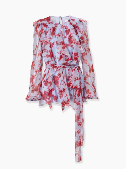 CAROLINA HERRERA Chiffon Floral-Print Top With Sash