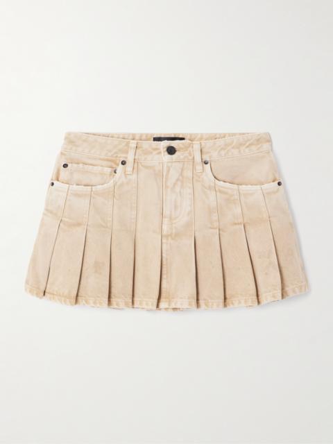 BALENCIAGA Pleated Denim Mini Skirt