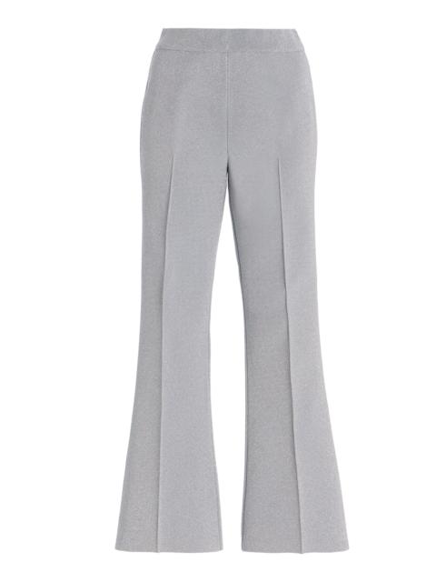 HIGH SPORT Exclusive Kick Metallic Cotton Knit Cropped Flared Pants silver