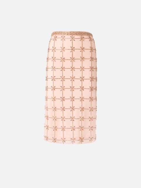 PINKO MESH CALF-LENGTH SKIRT WITH CRYSTALS