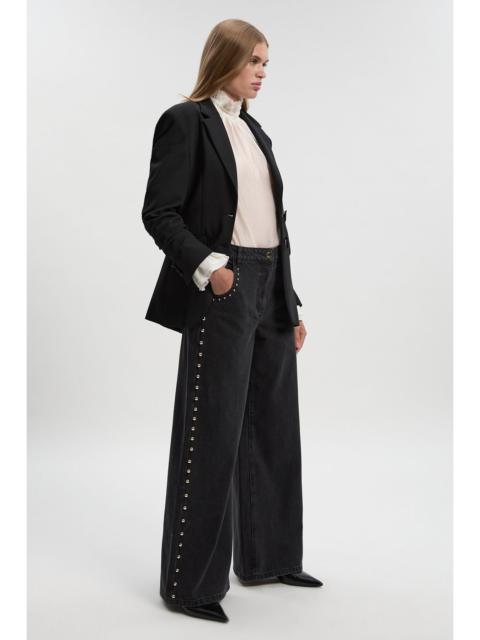 KAREN MILLEN Denim Studded Wide Leg Trouser
