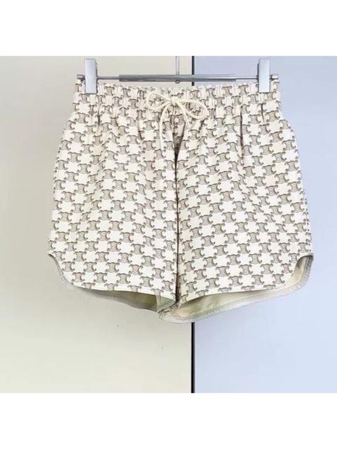 CELINE Celine Triomphe logo-print casual lambskin shorts