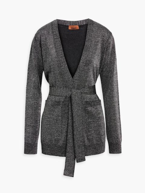 Missoni Belted metallic crochet-knit cardigan