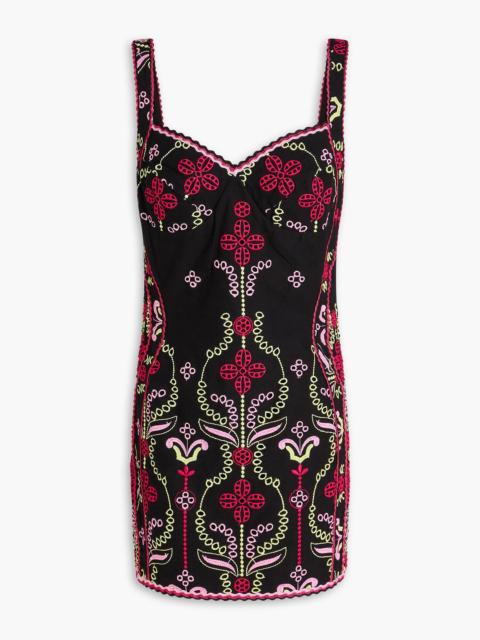 Charo Ruiz Carole embroidered cotton-blend mini dress