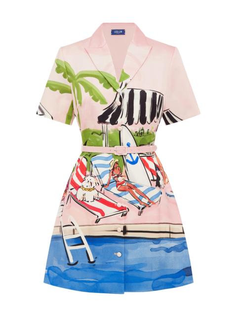 LEO LIN Brigitte Printed Cotton-Silk Mini Dress print