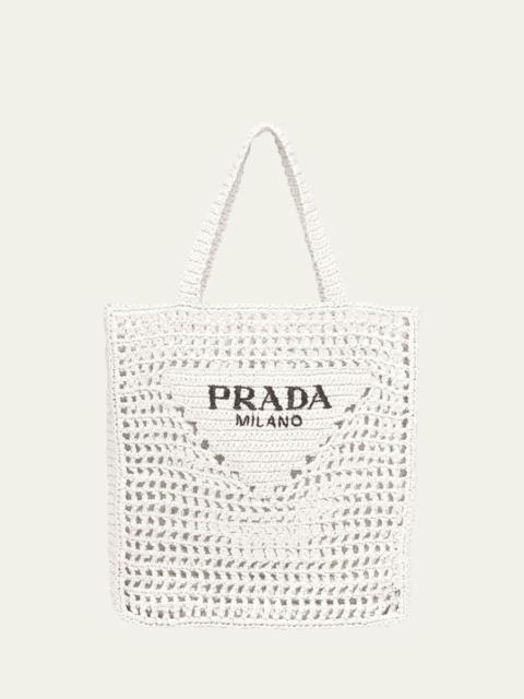 Prada Bicolor Woven Logo Shopper Tote Bag
