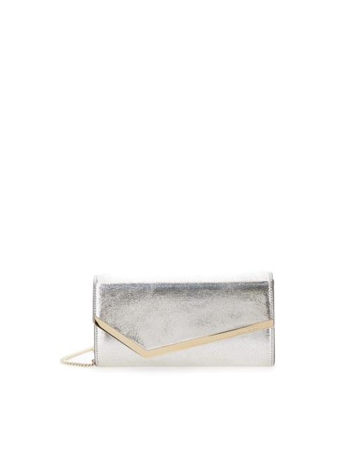 JIMMY CHOO Jimmy Choo Emmie Champagne Clutch With Chain In Laminated Leather Woman