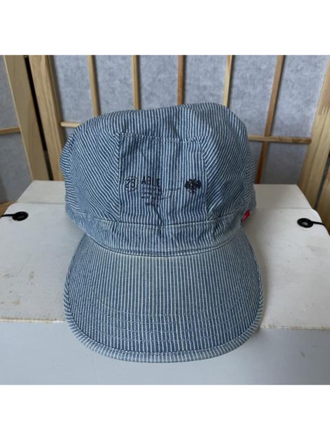 WTAPS vintage hickory stripe denim casket cap in blue / white Newsboy hat
