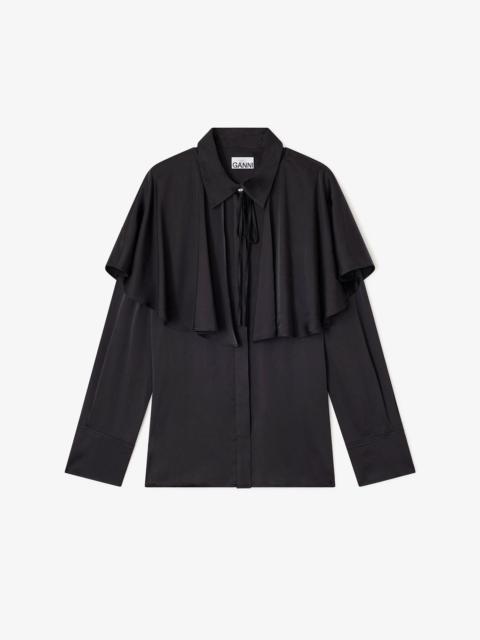GANNI BLACK CIRCLE COLLAR SHIRT