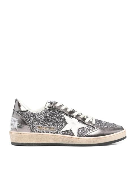 Golden Goose Golden Goose Deluxe Brand Women Ballstar Sneakers In Laminated Leather And Glitter
