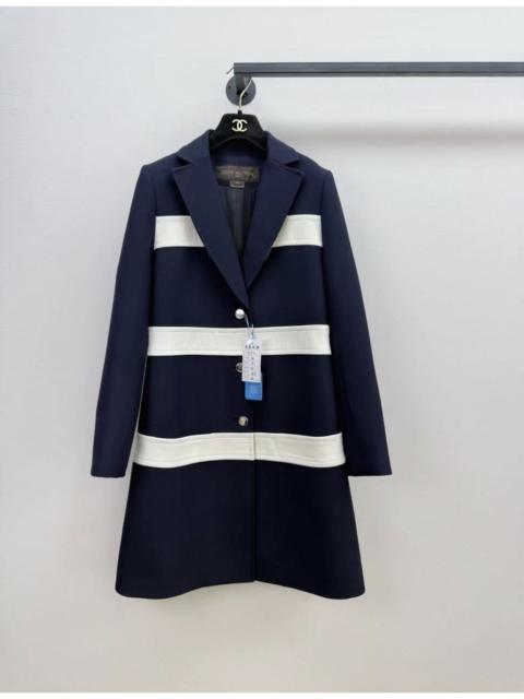 Louis Vuitton Louis Vuitton Navy and White Stripe Wool F'16 Collection Coat