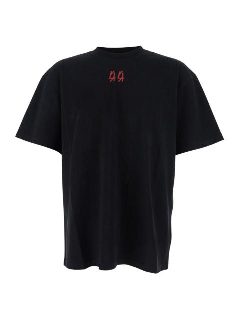 Other Designers 44 Label Group Men Black Crewneck T-Shirt With Logo On The Front And Maxi Logo On The Rear In Cotton