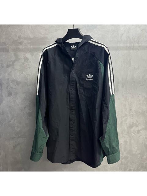 BALENCIAGA Balenciaga Black & Green Color-block Windbreaker Jacket with Embroidered Logo