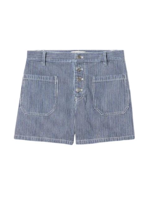NILI LOTAN Harley Striped Shorts in Indigo