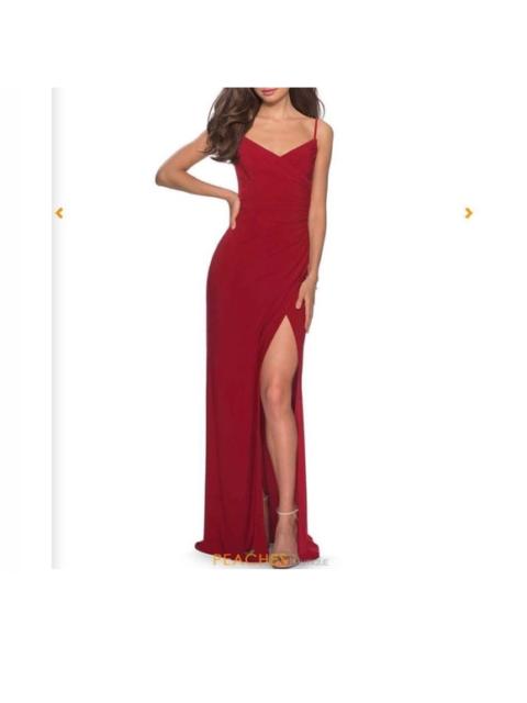 Other Designers La Femme - NWT LA‎ FEMME Deep Red Slinky Ruched Evening Gown Dress Sz 2 #29079 $298