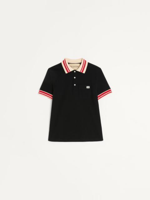 Valentino COTTON PIQUÉ POLO SHIRT WITH VLOGO PATCH